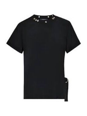 Louis Vuitton Black Short-Sleeve Tee with Metal mo monogram hardware Detail